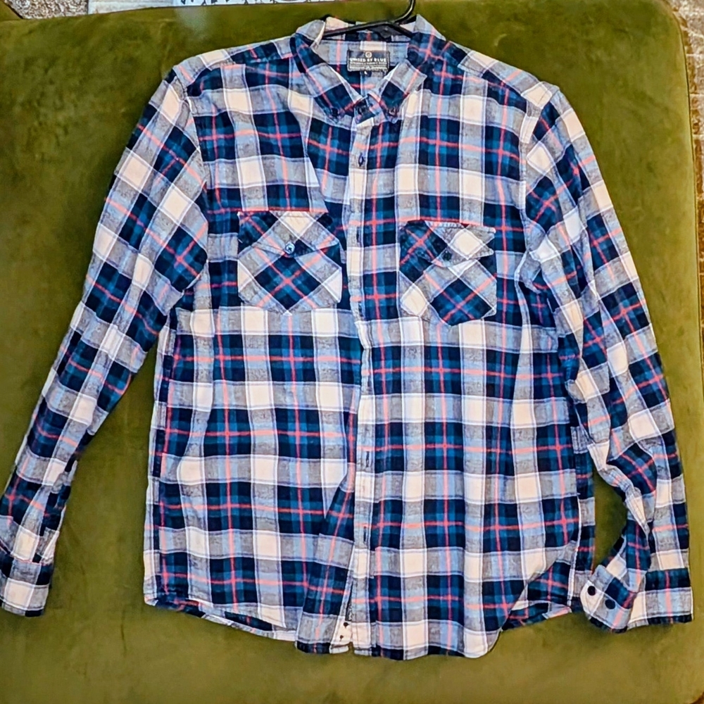 Flannel Navy and Beige Plaid Shirt, United By Blue